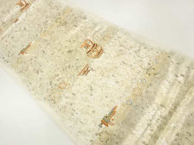 花鳥更紗模様織出し袋帯